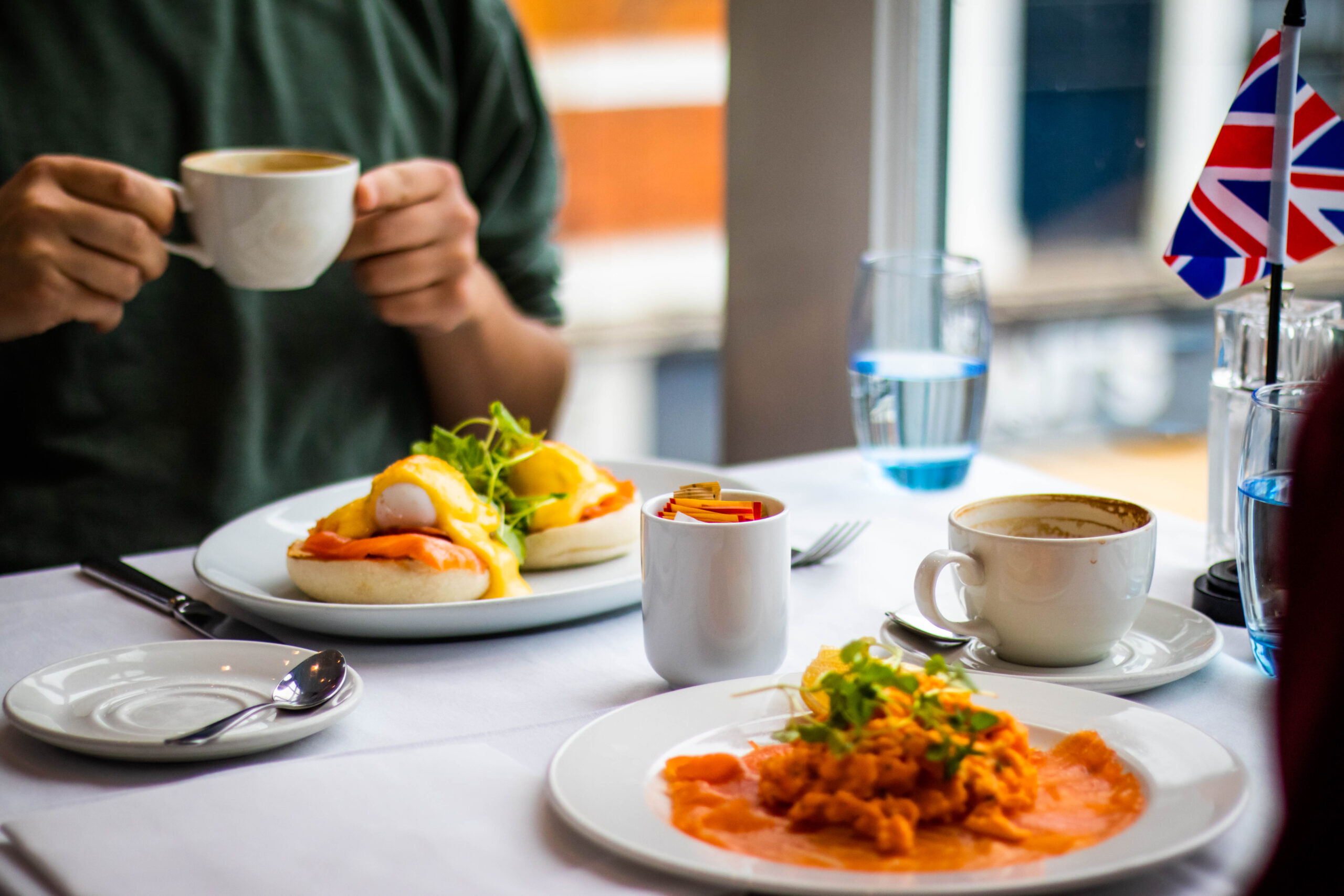 Picture of customers enjoying breakfast in a restaurant.